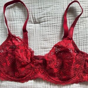 Adore Me Scarlet Lace Bra Red Sheer Lace